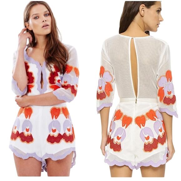 Alice McCall Pants - Alice McCall Never Ever Playsuit Embroidered Romper Size 4